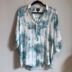 Mossimo Blue Marbled Tie Dye Blouse